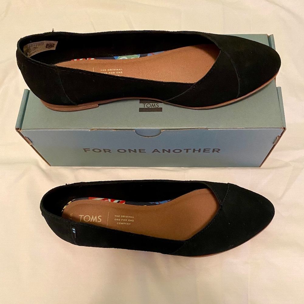 Toms Julie Black Suede Flats